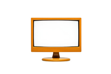 vintage orange computer monitor with blank white screen, isolated on transparency background, showcasing retro technology design