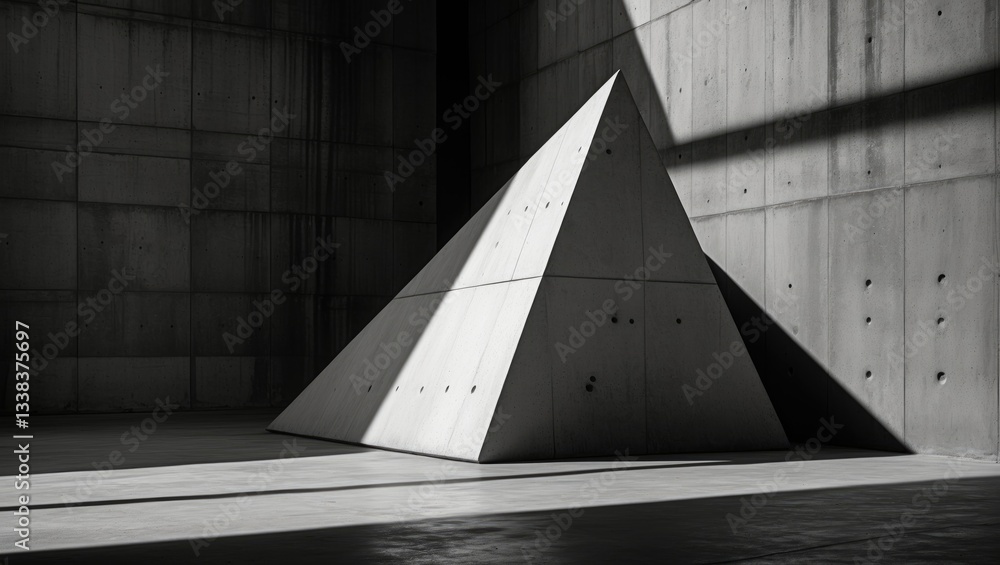 Aufkleber an striking concrete structure partially lit, showcasing distinctive angles and shapes that convey a