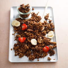 Homemade granola with fresh strawberry