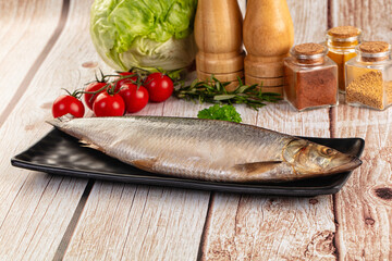 Raw whole salted herring fish