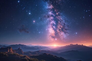 Fototapeta premium Amazing Night Sky with Dazzling Stars and Enigmatic Phenomena in Vast Galaxy