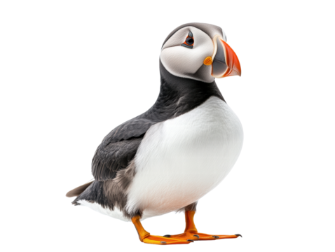 colorful puffin standing proudly with vibrant beak and striking features