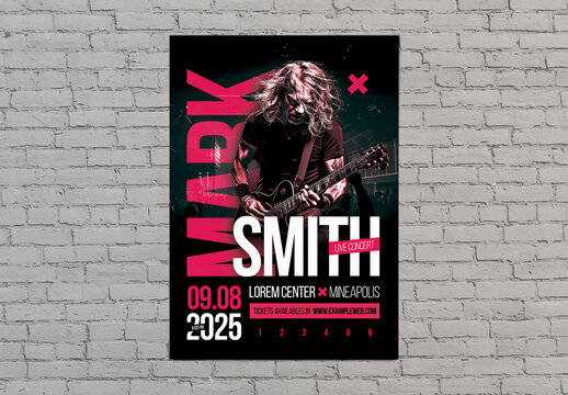 Rock Style Concert Poster with Red Accents