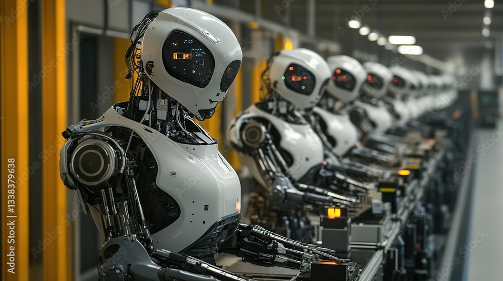 Aufkleber a robotic assembly line using human-inspired bionic technology.