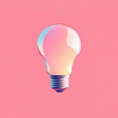 Vibrant Light Bulb with Colorful Glow on Soft Pink Background
