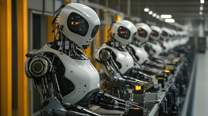 Fototapeta premium A robotic assembly line using human-inspired bionic technology.