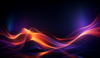 Fototapeta premium Abstract Dark Background with Glowing Orange and Purple Waves