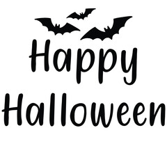 Happy Halloween lettering with bats