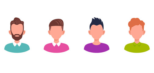 Set male portraits. Man user avatar profile.