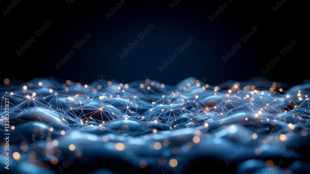 Poster futuristic data network abstract connectivity digital landscape global network technol