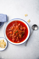 Traditional beetroot soup with garlic