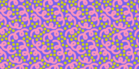 Abstract swirl doodle shapes modern seamless pattern. Hand drawn vector illustration. Creative repeatable wallpaper background design