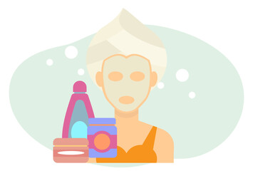 Facial Mask Concept Illustration Stylish and Beautiful