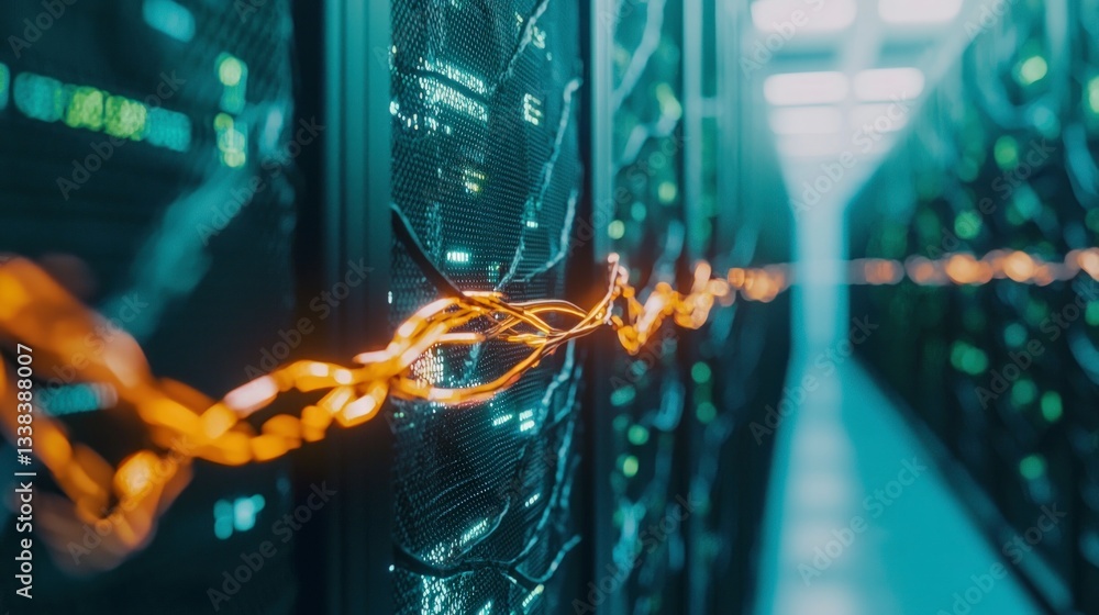 Poster high tech data center network cables servers connectivity digital infrastructure tech