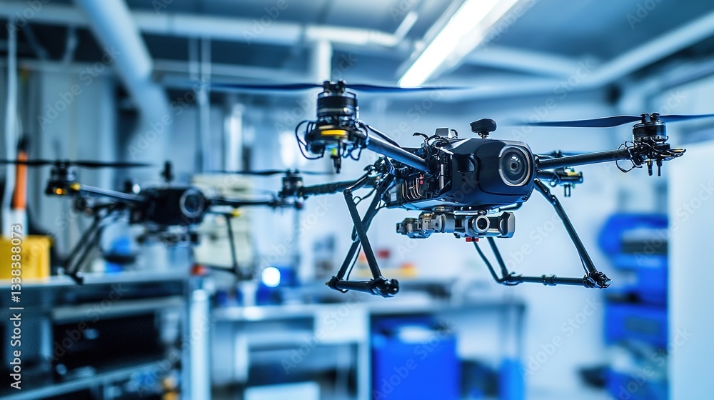 Poster autonomous underwater drones performing precision engineering tasks.