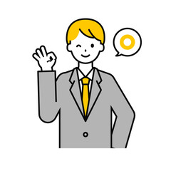上半身のポーズ_シンプルな会社員の男性08