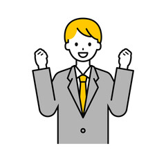 上半身のポーズ_シンプルな会社員の男性06