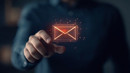  Hand activating email holographic symbol
