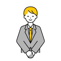 上半身のポーズ_シンプルな会社員の男性19