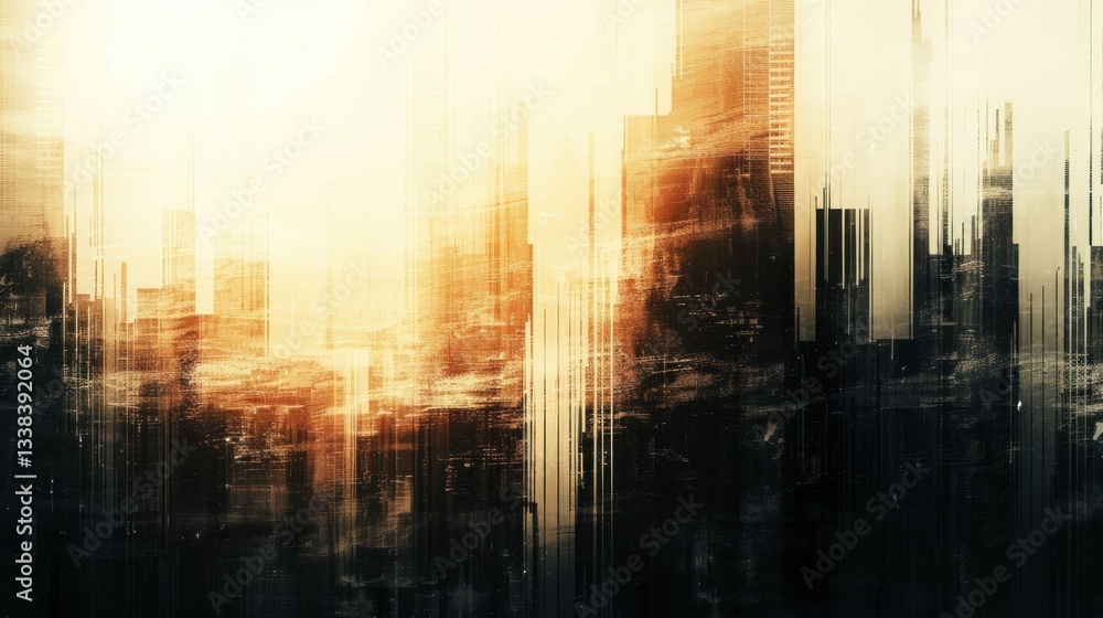 Poster abstract background with a large skyscraper silhouette.
