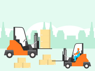 Forklift Concept Illustration Stylish and Beautiful