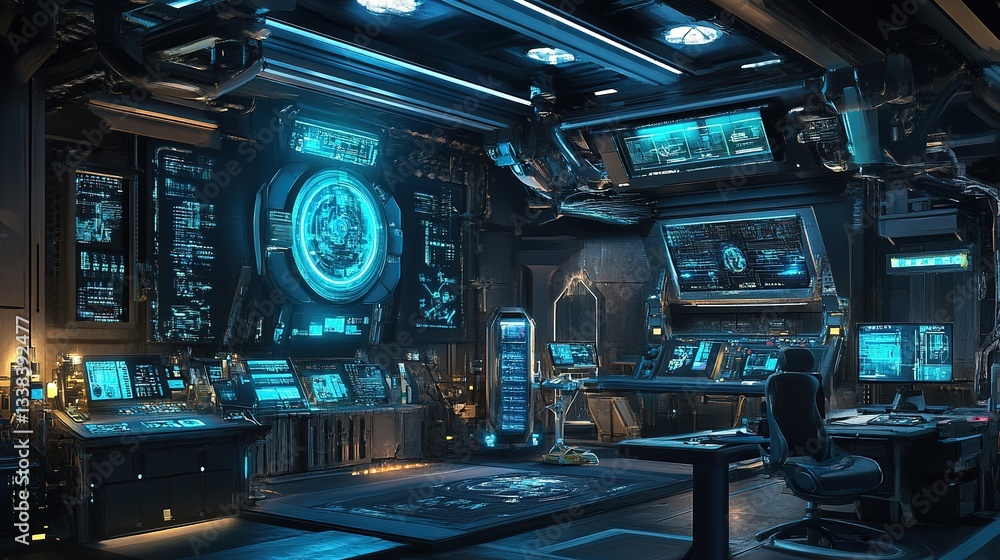 Poster a cutting-edge production facility integrating ai and robotics.