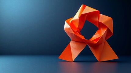 Folded Orange Ribbon on Dark Background