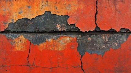 Obraz premium Red and Black Cracked Paint Surface Texture