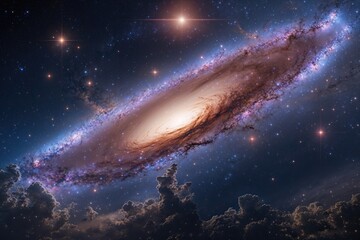 Fototapeta premium Breathtaking Luminous Galaxy Nebula View with Shimmering Cosmic Twilight ____________