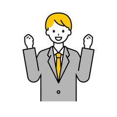 上半身のポーズ_シンプルな会社員の男性06