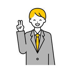 上半身のポーズ_シンプルな会社員の男性04
