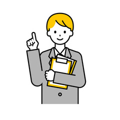 上半身のポーズ_シンプルな会社員の男性16