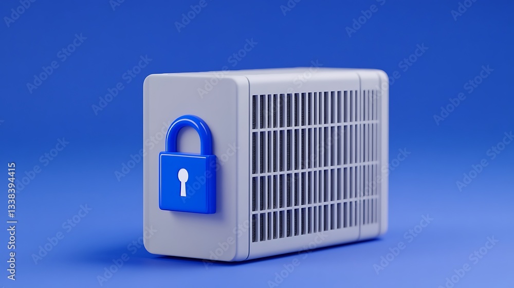 Aufkleber secure storage container with padlock on blue background for privacy and safety in modern technology