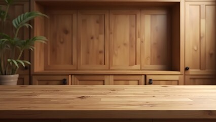 Timeless Beauty Wooden Countertop with Soft Reflections and Warm Cedar Tones