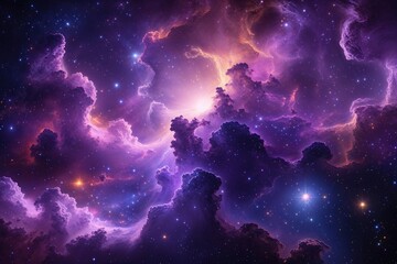Obraz premium Stunning Purple Nebula Art in a Vibrant Cosmic Landscape of Light and Elegance