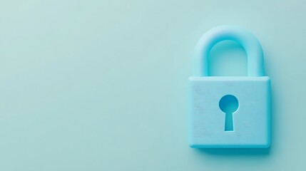 Fototapeta premium Soft Blue Padlock on a Mint Green Background Representing Security and Protection Concepts in Modern Design