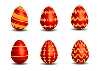 Easter eggs collection red and gold