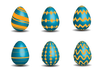 Easter eggs collection blue and gold