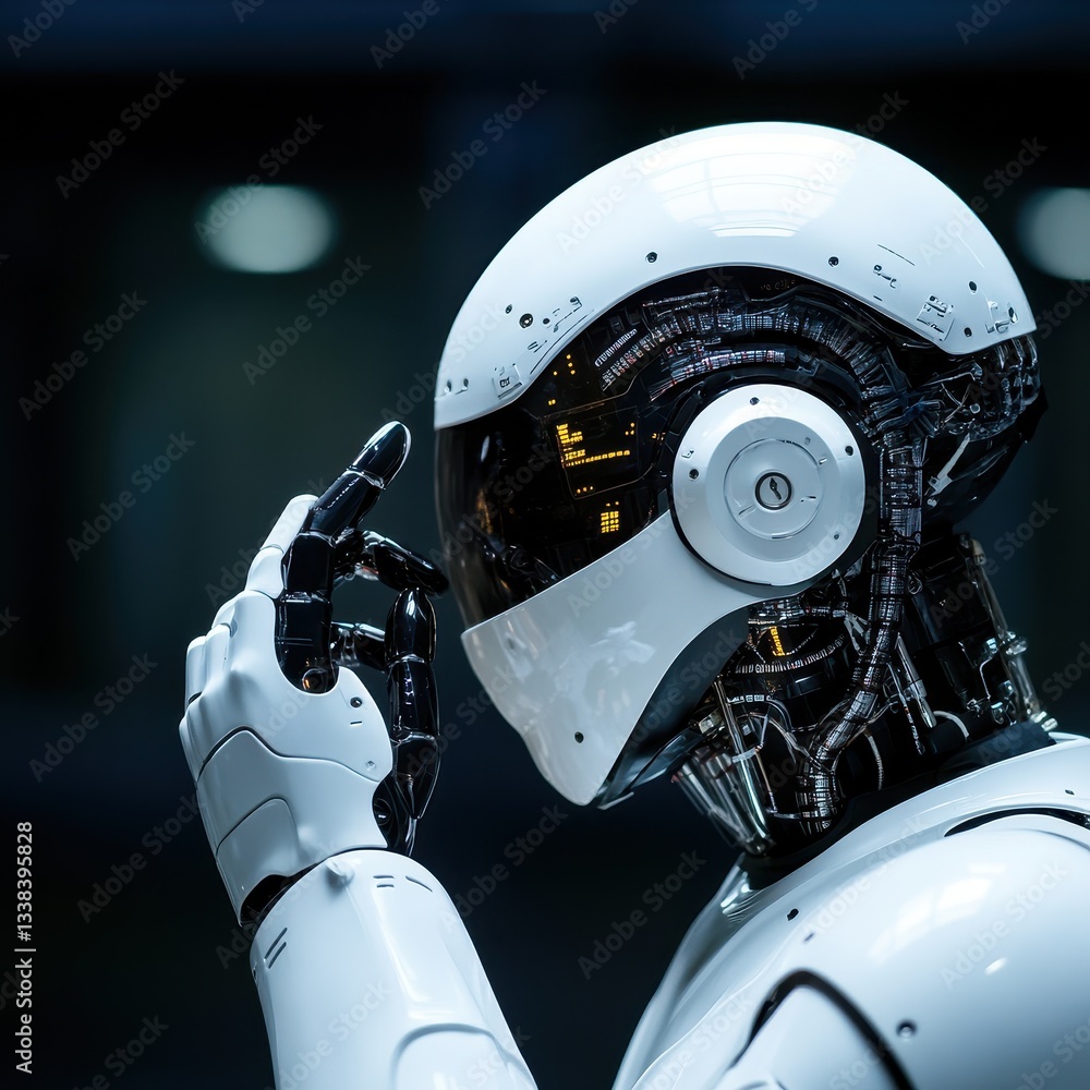Poster futuristic robot gesture with advanced technology elements