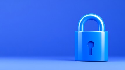 Stylish Blue Padlock on Vibrant Blue Background Symbolizing Security and Protection of Personal Data