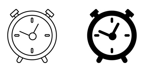 Alarm Clock Icon – Line & Glyph Symbol for Time and Reminder