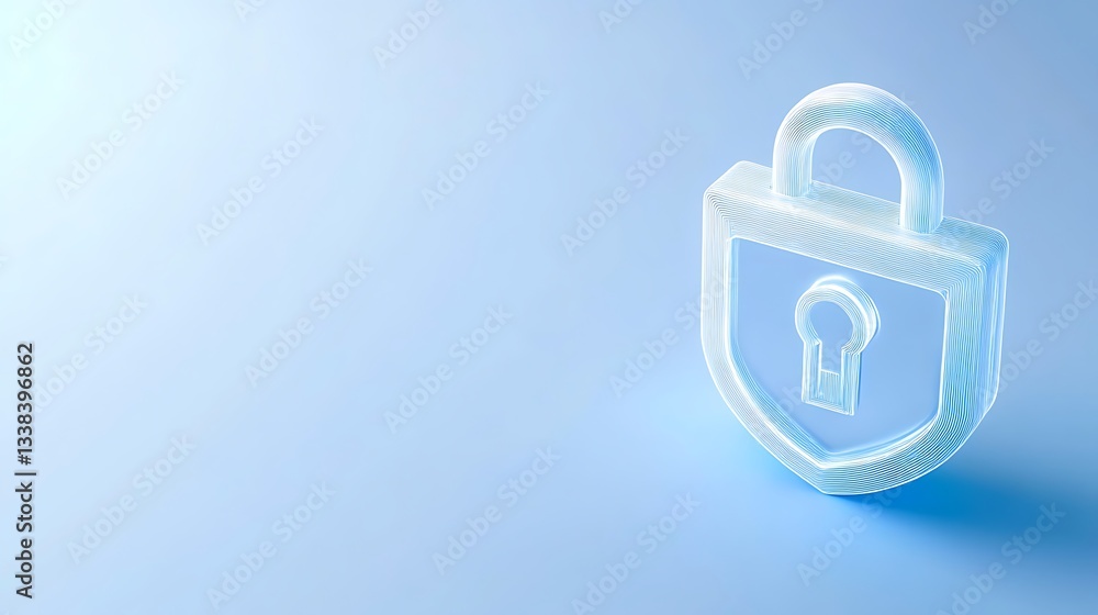 Canvas Prints transparent digital lock symbol on blue background representing security, protection, and data priva