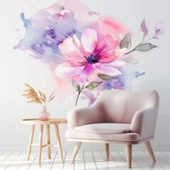 The watercolor technique gives the design a hand-painted and artistic look, suitable for baby products, dreamy stationery, or wall art
