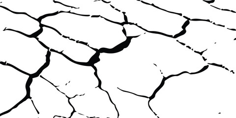 Cracked and Broken Earthquake Surface Vector Overlays with Distressed Wall, Floor, and Ground Textures in Black, White, and Grey, Representing the Aftermath of Earthquake Damage.
