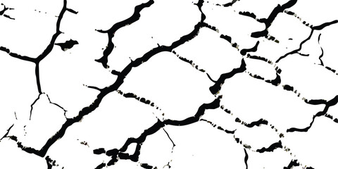 Earthquake-Damaged Land, Wall, and Floor Texture Overlays in Vector, Showing Cracks and Fractures in Black, White, and Grey, Ideal for Simulating Surface Deformation in Disaster Themed Projects.
