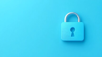Fototapeta premium Vibrant Blue Padlock on Soft Blue Background Symbolizing Security and Protection in Digital Age