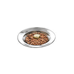 Vector illustration of a sketch of a plate with buckwheat porridge and a piece of butter.