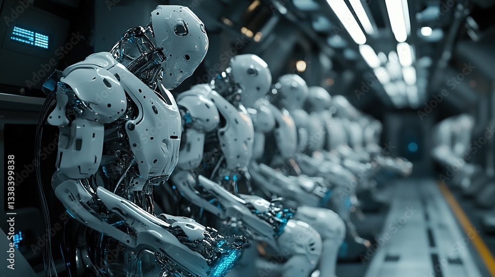 Poster ai-driven production process optimizing efficiency.