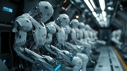 Fototapeta premium AI-driven production process optimizing efficiency.