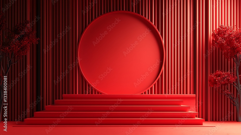 Poster red minimalist product display platform